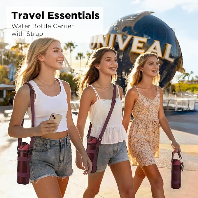 EasyAcc Water Bottle Holder Strap Sling, for Owala FreeSip 24 32 40 oz, Hydro Flask, Cirkul, Yeti, Stanley Flip, Universal Water Bottles, with Carabiner, for Walking Curise Travel (Bottle Excluded)