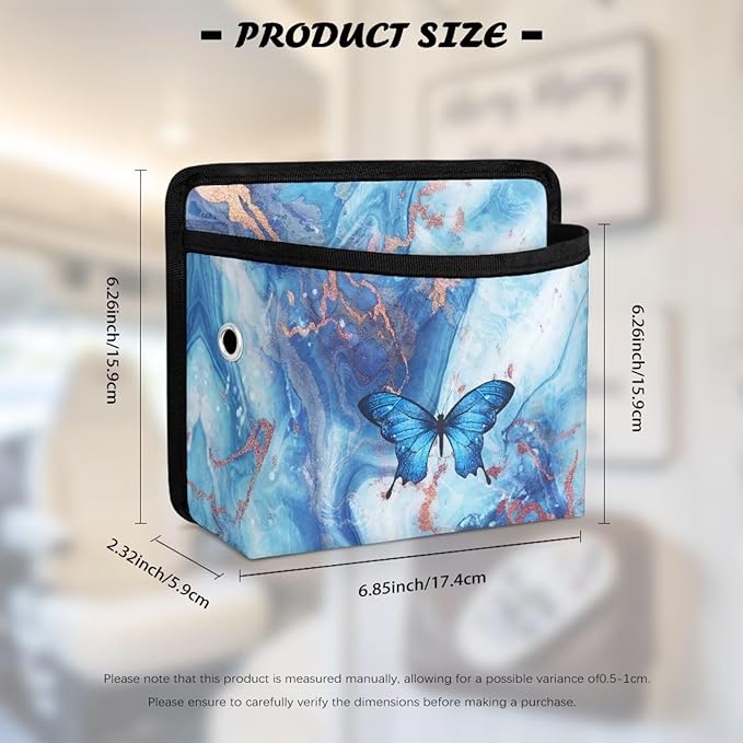 Blue Marble Print Car Side Pocket Organizer Holder for Cell Phone Sunglasses Cards Car Hanging Storage Bag Pocket Between Seats Auto Console Door Window Storage Bag