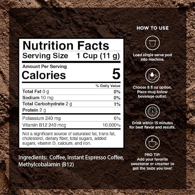VitaCup Extra Shot Strong Coffee Pods, Bold & Intense Dark Roast w/Espresso Shot, High Caffeine, Vitamin B12, Antioxidants, Single Serve Pod Compatible with Keurig K-Cup Brewers, 64ct