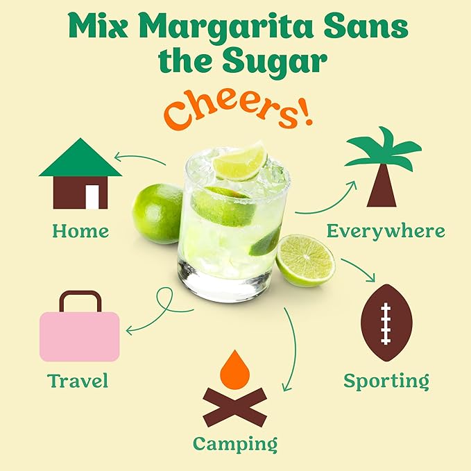 Craftmix Skinny Margarita Cocktail & Mocktail Drink Mixer, Skinny Mixes - Water Flavoring Packets - Made With Real Fruit - Vegan, No-Carb, No-Sugar, Non-GMO, Dairy Free, Gluten Free, 12 Pack