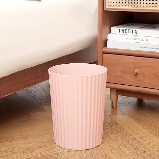 JiatuA Small Trash Can Plastic Wastebasket Round Garbage Container Bin for Bathroom, Kitchen, Bedroom, Home Office, College Dorm, Pink 2 Pack