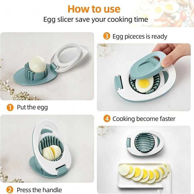 Stainless Steel Egg Slicer and Dicer | Hard Boiled Egg Cutter, Steel Wire, Multi-Fruit Slicer, For Strawberry Kiwi Soft Fruits
