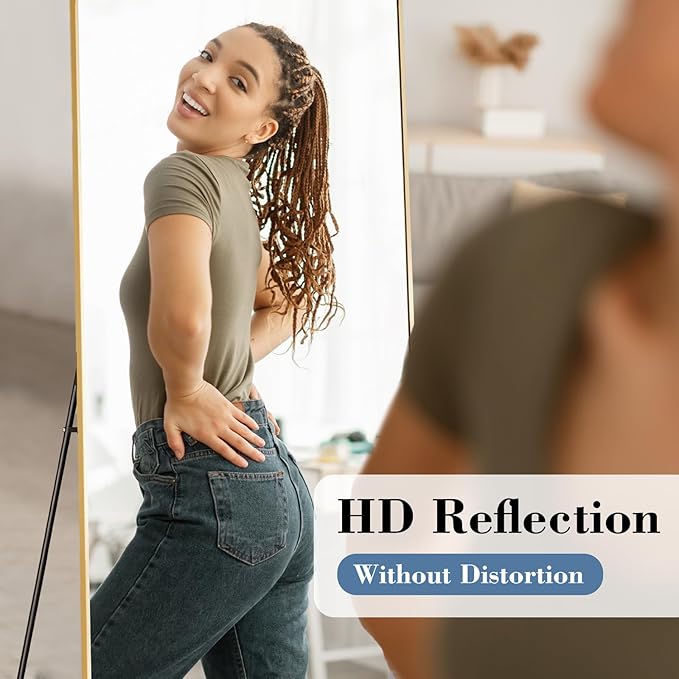 NEWBULIG Full Length Mirror, Upgraded Body Wall Mirrors with Shatter-Proof Glass, Floor Standing Mirror, Home Wall Decor