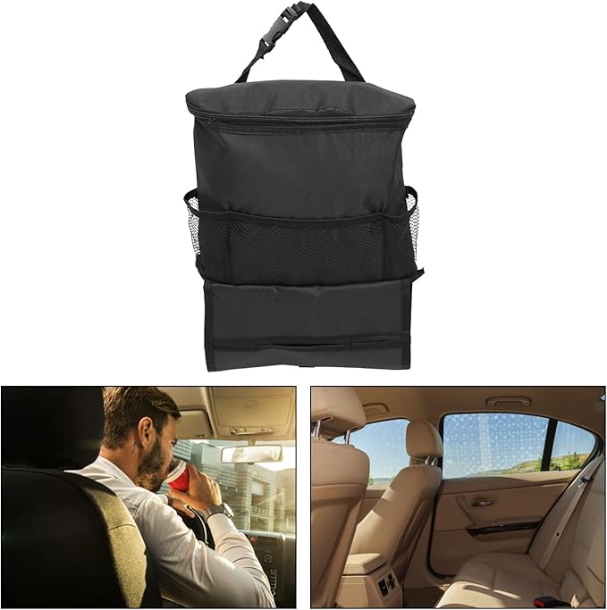Car Seat Back Cooler Bag Insulated Ice Backpack Hanging Organizer for Backseat Storage Travel and Outdoor Use Black