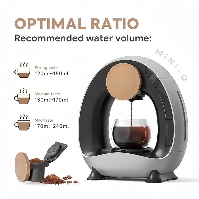 3 in 1 Single Serve Coffee Maker for K Cup, Ground and Tea Leaves, Grey Mini K Cup Coffee Brewer with One Button Operation,1400W 20s Fast Heating,Small Spaces for Bedroom/Dorms/Office/Kitchen