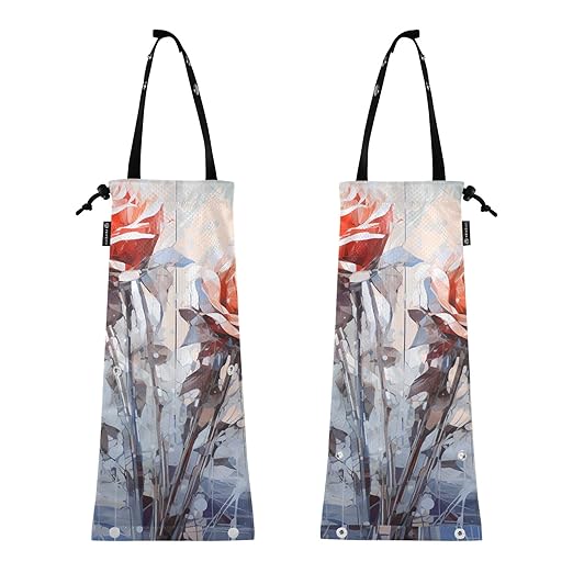 ALAZA Hanging Car Trash Bags Garbage Bag Trash Can for Back Seat Small Rose Grunge 1 Washable Storage Bag Retractable 2 Pack