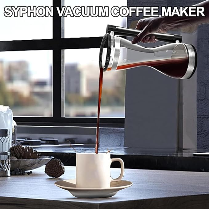 Syphon Vacuum Coffee Maker, Glass Electric Siphon Pot, 3 Adjustable Gears, 30 Minute Keep Warm, 240ml Capacity, for Use at Home, Coffee Shops, Offices & Other Places