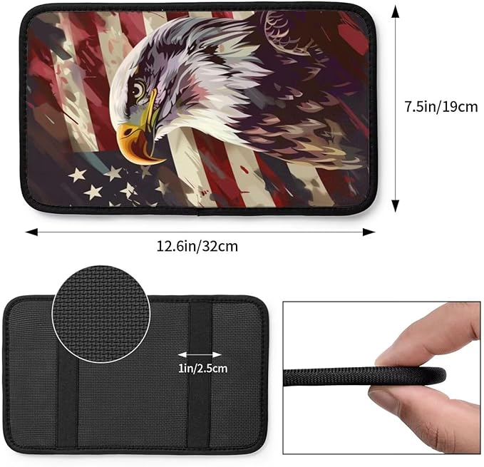American Flag Center Console Pads USA Flags Armrest Cover Patriot Star Stripe Arm Rest Seat Box Pad Red Lid Covers