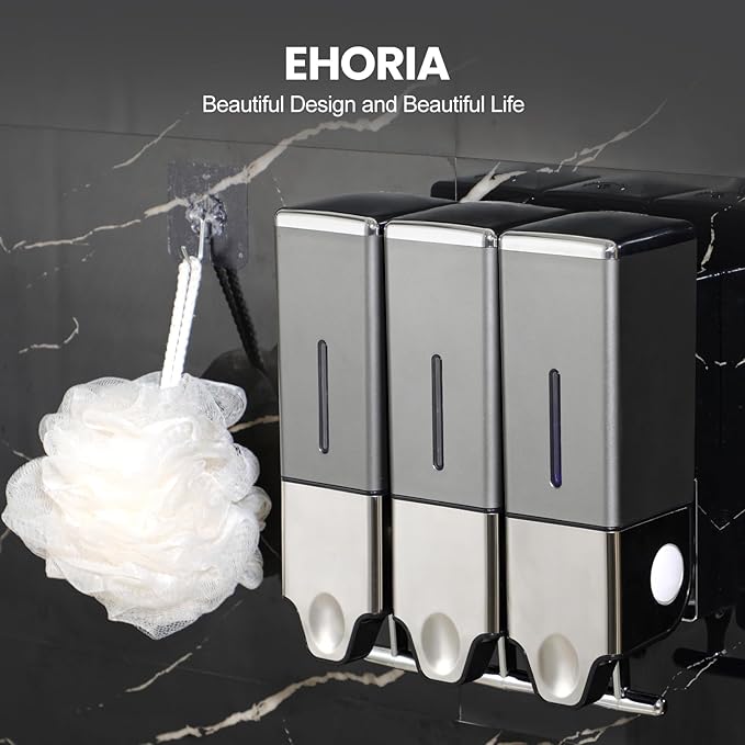 3-in-1 Quadrate Dispensers for The Shower,Shower soap Dispenser,Conditioner Dispenser, Shampoo Dispenser,No Drilled Wall Mounted Distributor,Hotel,Bathroom,Home