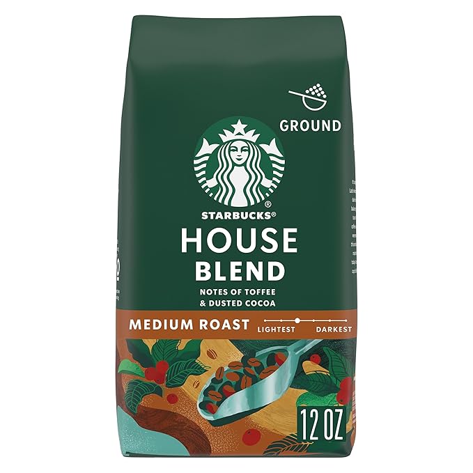 Starbucks Ground Coffee, Medium Roast Hot or Iced Coffee, House Blend, 12 oz