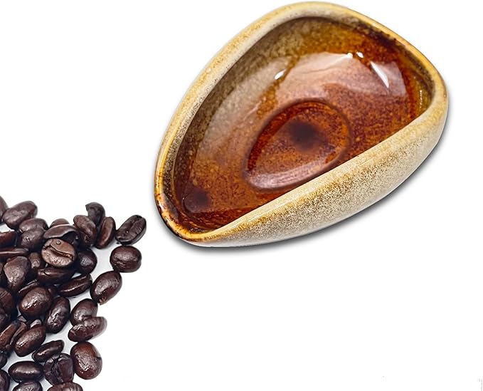 Coffee Bean Dosing Cup, Ceramic Dosing Dish for Coffee Beans, Coffee Been Dosing Tray, Coffee Bar Accessories and Coffee Enthusiast Gift(Brown)