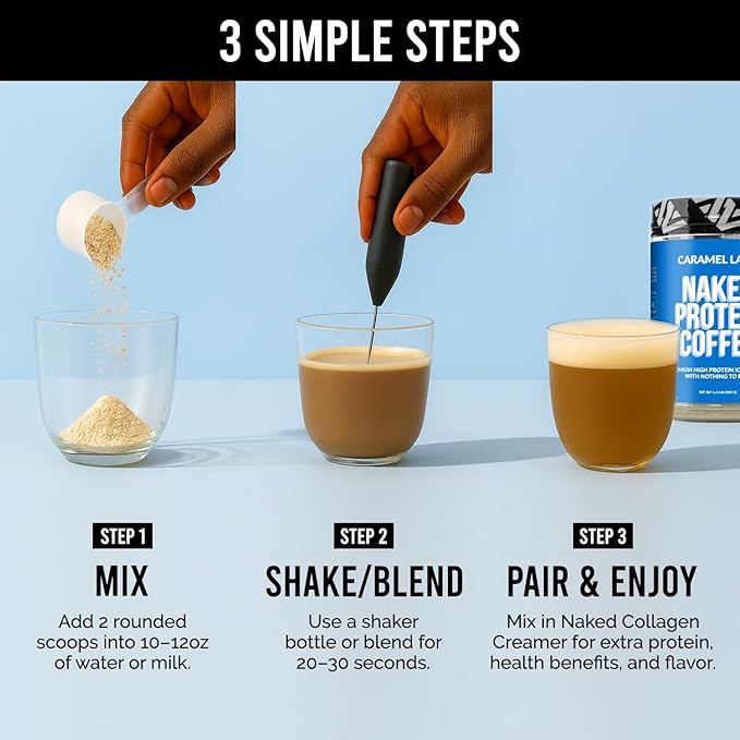 NAKED Caramel Latte Protein Coffee - Premium Colombian Iced Coffee Protein Shake Drink, Delicious Keto Friendly and Gluten Free, 17 Servings