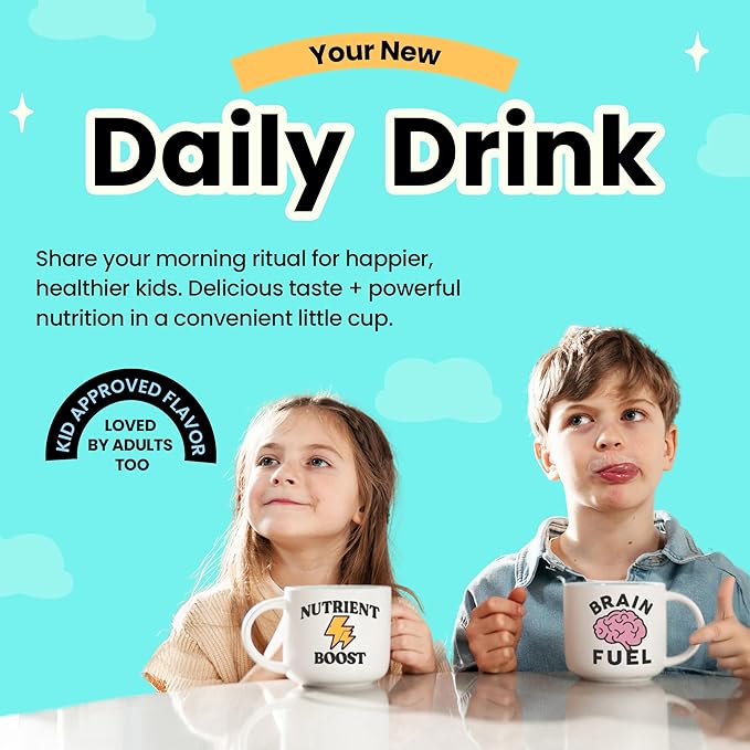 Kiid Coffee - 99.9% Caffeine-Free Organic Coffee for Kids - As Seen on Shark Tank - 12 Vitamins & Minerals, 4g Prebiotics, 0g Sugar - Non-GMO & Gluten-Free - Healthy Snack - Original - 12 Servings