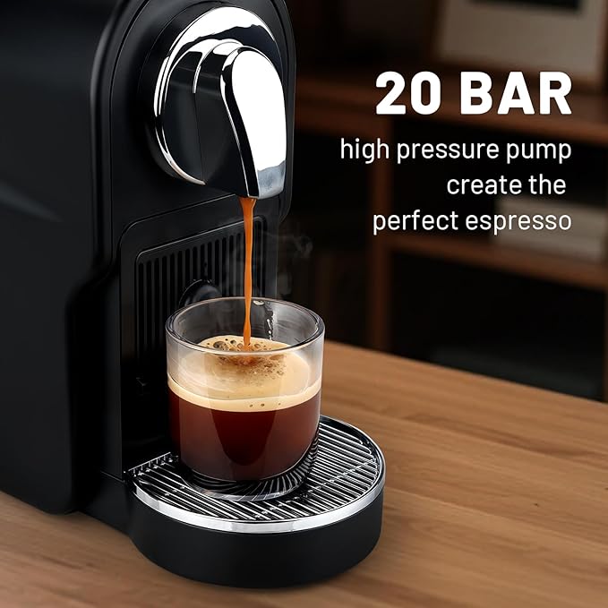 Mini Espresso Machine for Nespresso Original Pods, 20 Bar High Pressure Pump for Espresso and Lungo, One-Touch Operation, 22oz Removable Water Tank