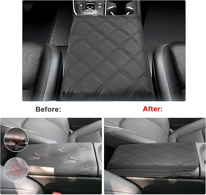 SXCY for 2023 2024 2025 Toyota Crown Signia Armrest Cover Pad for Toyota Crown Signia Accessories 2023-2025 Crown Signia Center Console Cover Cushion Middle Console Cover (Add-Pad Black Line)