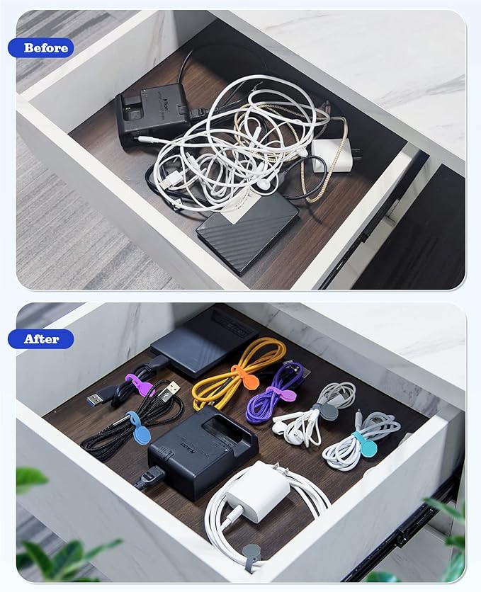 13 PCS Silicone Magnetic Cable Ties, Cable Clips Cord Organizer [1S] Management Cable Cords, Reusable Magnet Cable Organizer, Phone Cord Holder for Organizing, Bookmark Whiteboard Fridge Magnets etc