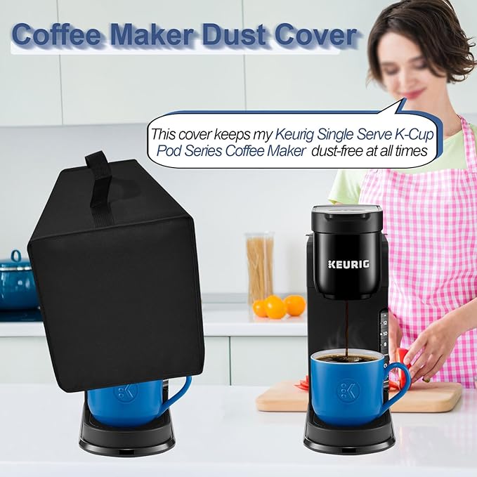 Dust cover for Keurig Single Serve K-Cup Pod Coffee Maker, Heavy Duty Waterproof Coffee Machine Cover for Keurig K-Express, K-Mini and K-Iced Single Serve K-Cup Pod Coffee Maker (Black)