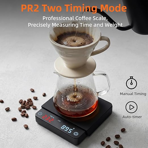 Mini Coffee Scale, Precise Espresso Scale with Timer & USB-C Charging, 0.1g/2kg Portable Small Scale for Baristas & Home Brewing, Auto-Timer for Pour Over, Espresso (Perfect for Home & Café)
