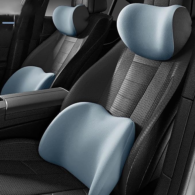 Car Lumbar Support Pillow and Car Neck Pillow for Toyota Corolla Cross 2022-2026, Ergonomic Memory Foam Car Seat Headrest & Lumbar Cushion with Adjustable Strap Neck and Back Pain Relief Cushion