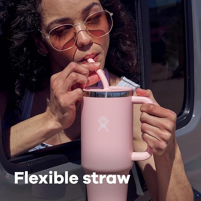 Hydro Flask Travel Tumbler with Handle, Lid and Straw - Insulated Stainless Steel in 40 Oz Cascade