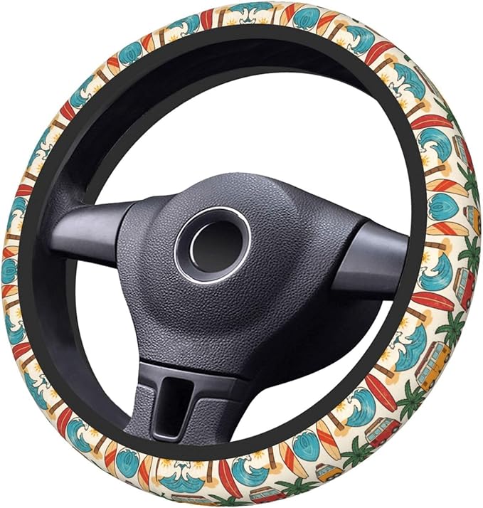 Hawaiian Decorations Universal Fit Steering Wheel Cover for Car, Truck, and SUV, Durable Steering Wheel Protection