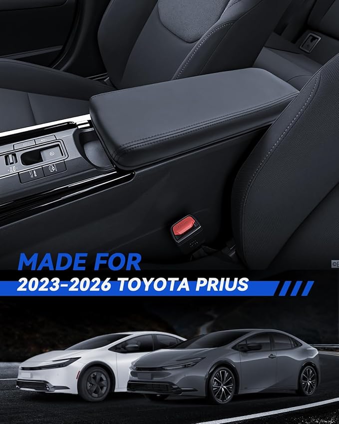 Armrest Cover for 2023 2024 2025 2026 Toyota Prius(LE/XLE/Limited/Nightshade Edition) Accessories Center Console Middle Lid Pad Protector for Car Elbow Rest