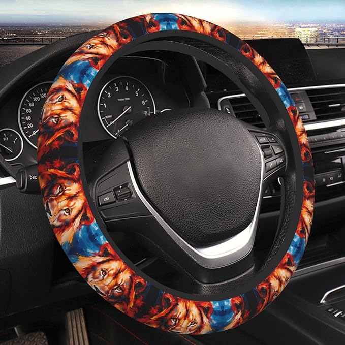 Cool Lion Neoprene Steering Wheel Covers Women Men Car Accessories, Universal 15 Inch Fit Auto, Suvs, Truck