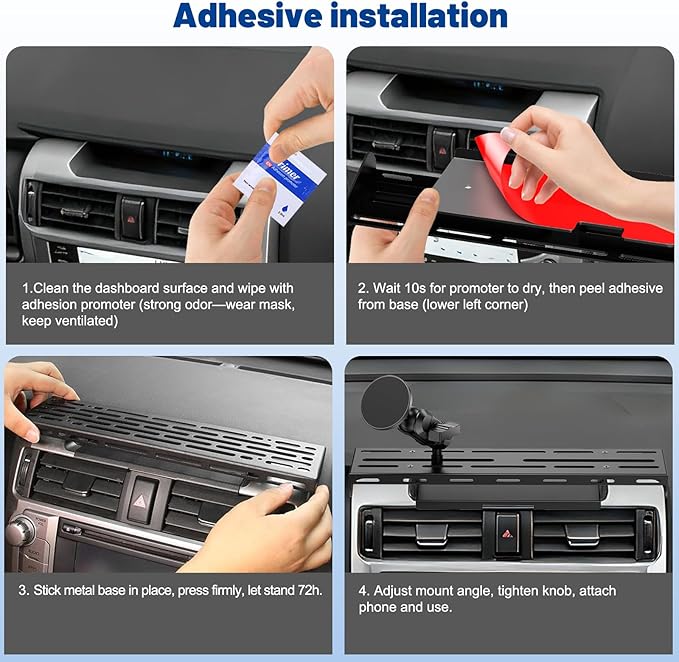 No-Drill Magnetic Dash Phone Holder for 4 Runner 2023 2022 2021 2020, Full Metal Heavy-Duty Console Extension Dash Phone Mount Compatible with 5th 4Runner 2010–2023, Fits Most Smartphones