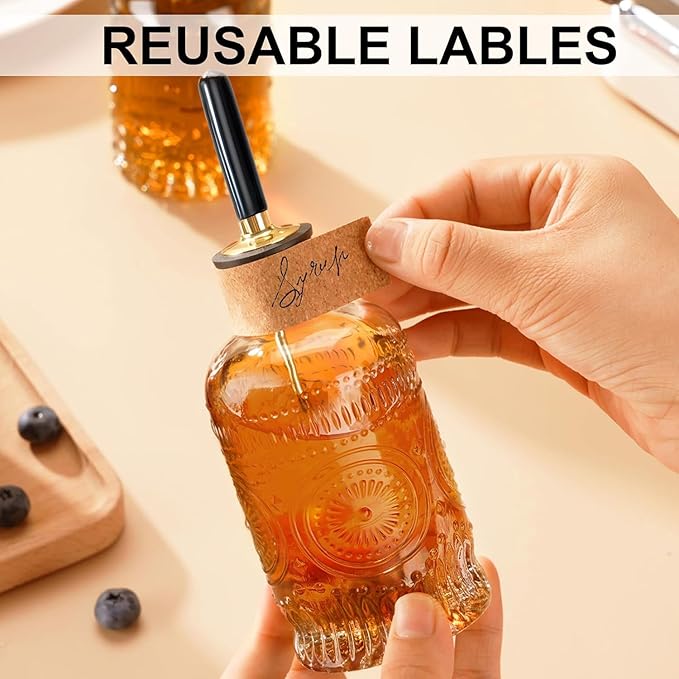 Glass Coffee Syrup Dispenser Bottles Set 2 Pack 7 OZ, Simple Syrup Bottles with Metal Pour Spout, Syrup Dispenser for Coffee Bar Accessories for Maple Honey Syrup Oil and Sauces