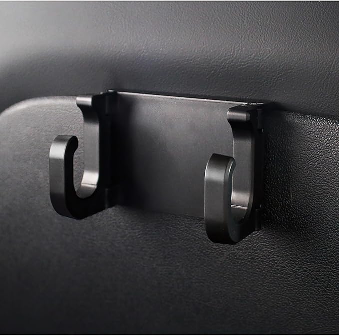 OATSBASF Seat Back Hooks for Tesla Model 3 Model Y 2017-2024, Headrest Foldable Hooks Car Bag Hook Stylish Back Seat Hanger Designed for Tesla Model 3 Y Accessories (2 Pack)