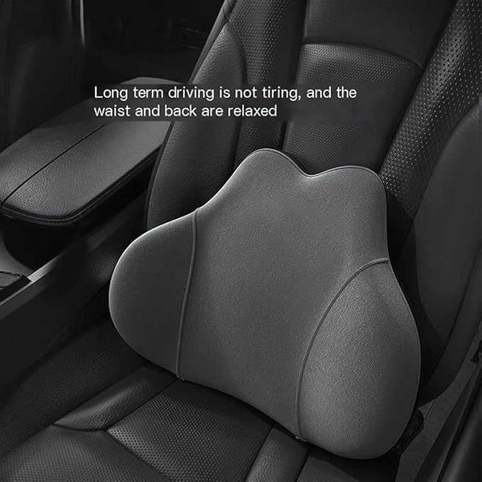 Headrest Neck Lumbar Pillows Car Seat for Toyota Hilux 2022-2024, Universal Ergonomic Back Support Cushion, Comfortable Breathable Cover for Office Home,A/Black