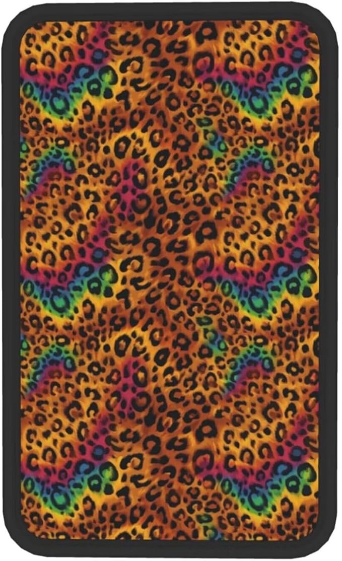 Center Console Cover Rainbow Leopard Armrest Box Cushion Pad Animal Cheetah Arm Rest Lid Covers SUV Sedans Truck Interior Accessories, Anti-Scratch Car Decor Protector, Brown