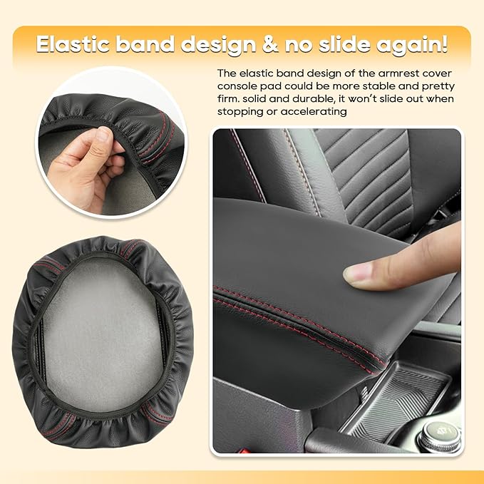 Armrest Cover for 2024-2026 Ford Explorer All Trim Models 2024 2025 2026 Ford Explorer Accessories Center Console Cover Arm Rest Protector Middle Lid Pad Protector PU Leather, Anti-Scratch,Non-Slip