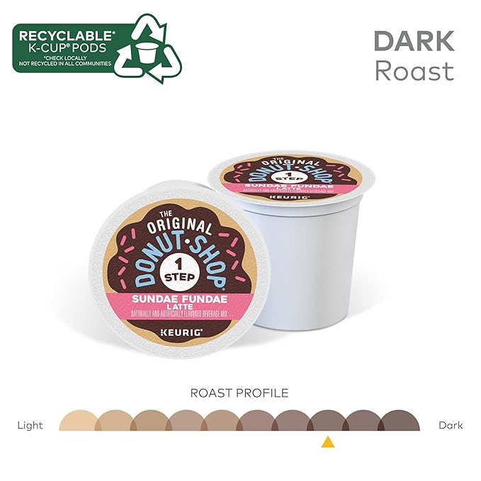 The Original Donut Shop Sundae Fundae One-Step Latte, Keurig Single Serve K-Cup Pods, 60 Count (6 Packs of 10)