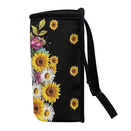 White Tiger Floral Car Trash Can, Hanging Zipper Design Garbage Bin for Backseat