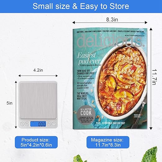 Digital Kitchen Scale, 500g/0.01g Gram Scale,Cooking Food Scale Digital Weight Grams and OZ with LCD Display, Digital Jewelry Coffee Scale with 2 Trays,Auto Off, Tare，Stainless Steel