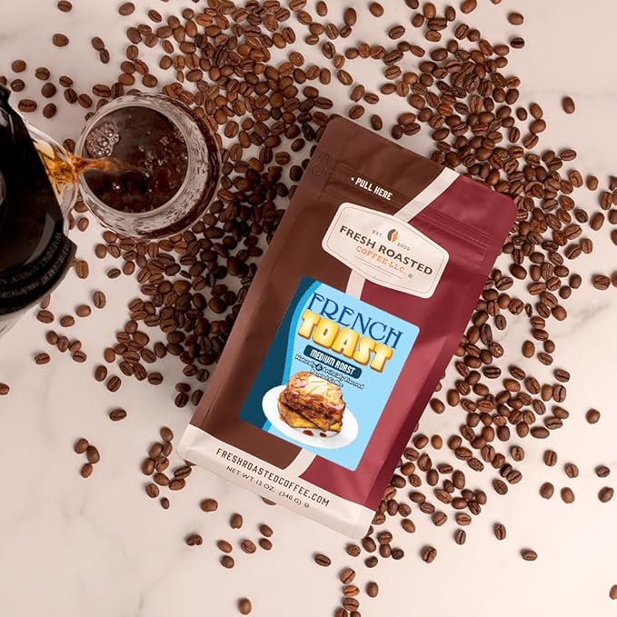 Fresh Roasted Coffee, French Toast Flavored Coffee, 12 oz, Medium Roast, Kosher, Ground