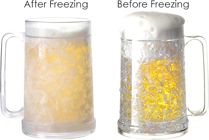 Double Wall Gel Frosty Freezer Ice Mugs Clear 16oz Set of 1 (White), one, BB000