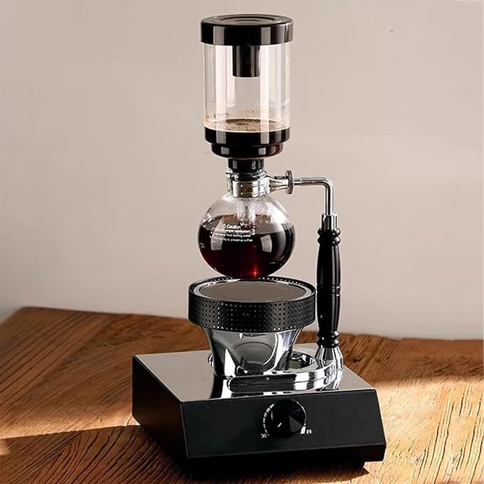 Vacuum Siphon Coffee Maker, Siphon Coffee Maker With Halogen Lamp Heater, Durable Glass, endure temperature extremes crack resistance & Adjustment Temperature for home and professional cafe