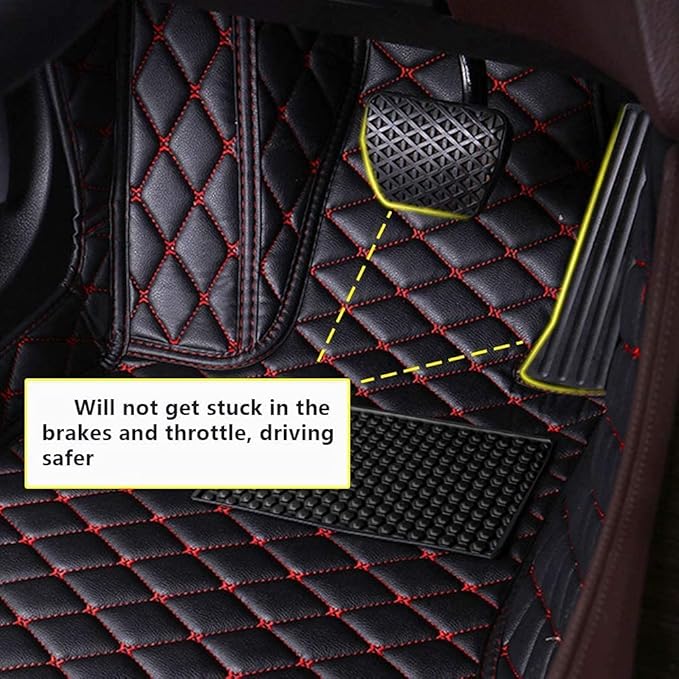 Custom Fit Car Floor Mats - Full Coverage Automotive Leather Floor Liners for Most Vehicles by MingyunSM (Black Beige)