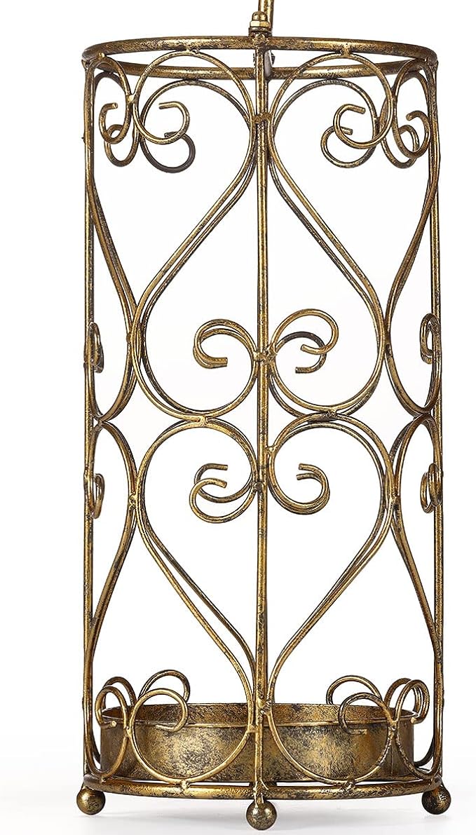 Umbrella Rack Stand,Umbrella Rack for Entryway,Canes Walking Sticks,Cast Iron Bird Handle and Drip Tray (Antique Gold)