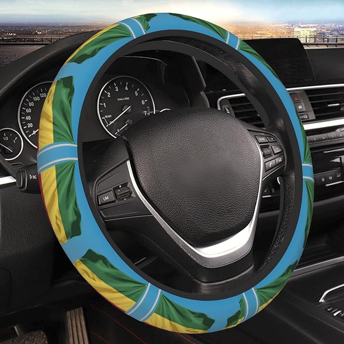 Ethiopian Flag Universal Fit Steering Wheel Cover for Car, Truck, and SUV, Durable Steering Wheel Protection