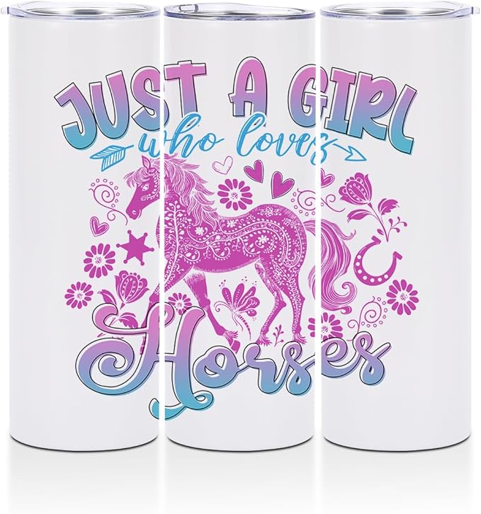 Horse Gifts, 20 Oz Straight Skinny Tumblers, Stainless Steel Tumbler, Double Wall Vacuum Travel Mug, Horse Stuff Animal Coffee Cup, Insulated Coffee Mug Thermal Cup for Home, Office, Outdoor