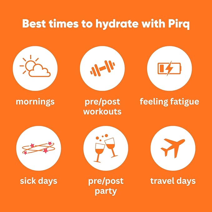 Pirq Hydration - Orange - Hydration Powder Packets | Electrolyte Drink Mix | Curcumin | B Vitamins | Zero Sugar | Keto Friendly | 10 Sticks