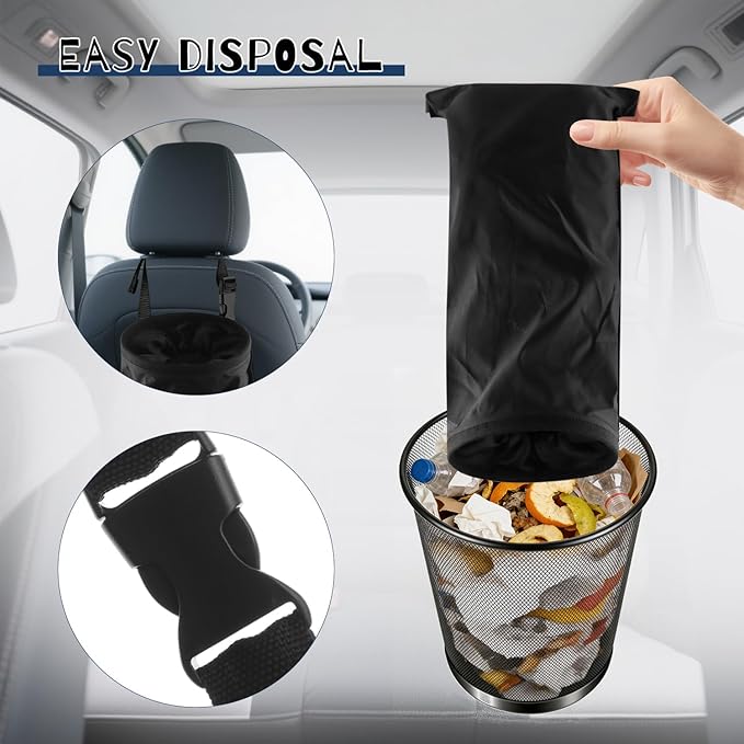 6 Pcs Car Trash Bags Hanging Back Car Garbage Bag Washable Detachable Garbage Bag for Car Trash Bag Hanging Back Seat Outdoor Traveling Home Use