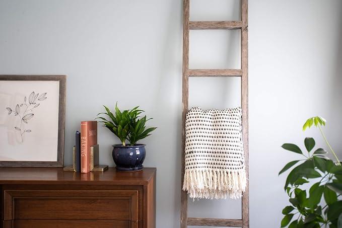 BarnwoodUSA Rustic Farmhouse Decorative Ladder - Our 5 ft Ladder can be Mounted Horizontally or Vertically and is Crafted from Upcycled Wood | No Assembly Required | Weathered Gray