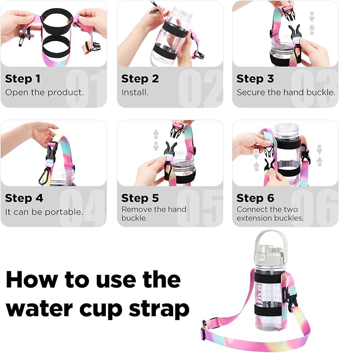 EasyAcc Water Bottle Holder Strap Sling, for Owala FreeSip 24 32 40 oz, Hydro Flask, Cirkul, Yeti, Stanley Flip, Universal Water Bottles, with Carabiner, for Walking Curise Travel (Bottle Excluded)