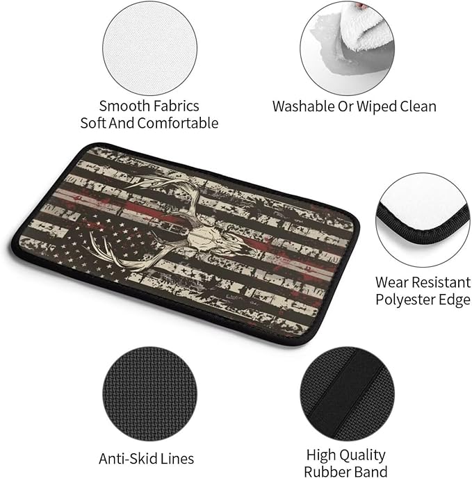 American Flag Print Car Center Console Cushion Pad, Vintage Elk Hunting Universal Armrest Seat Box Cover Protector,Comfortable Cars Accessories Fit for Most SUV Truck Van Vehicles, SUVs