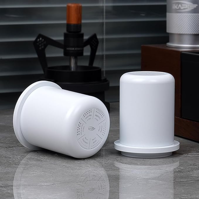 IKAPE 51MM, 54MM Espresso Dosing Cup, Compatible with All the 51MM to 54MM Portafilters, Espresso Coffee Accessory, Made of Aluminum (White)