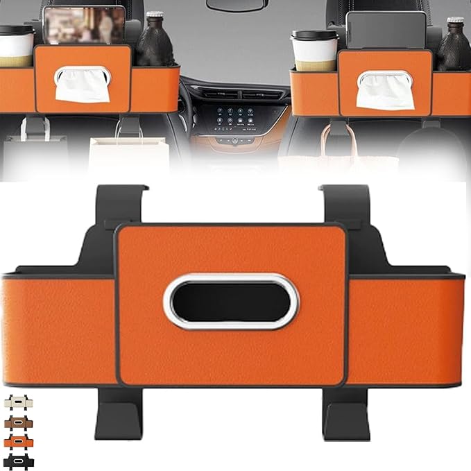Car Organizers and Storage Box, Car Organizers and Storage Box Behind Seat, Car Multifunctional Seat Back Waterproof Storage Bag, Universal Headrest Hanging Seat Back Bag (Orange)